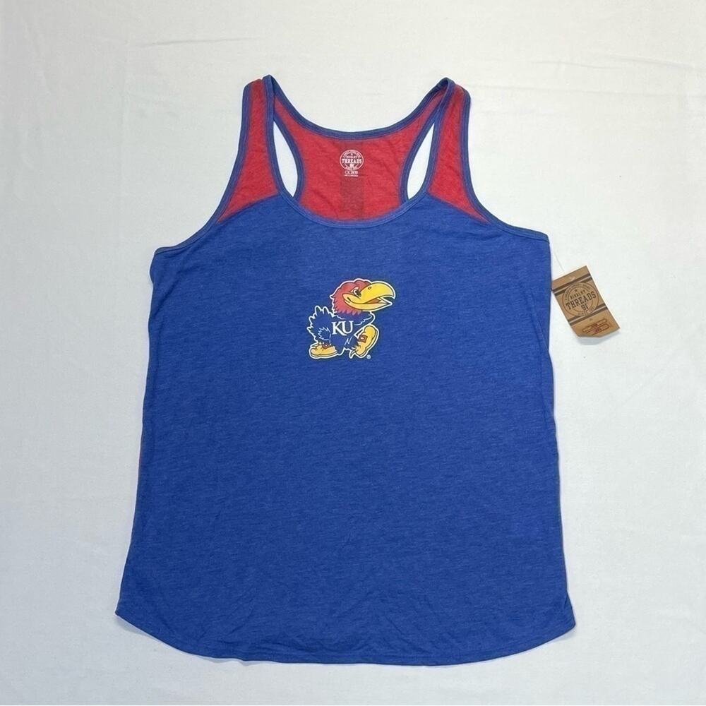 KU Jayhawks Tank Top Size XL Royal blue red racerback Kansas University sporty - Picture 8 of 8